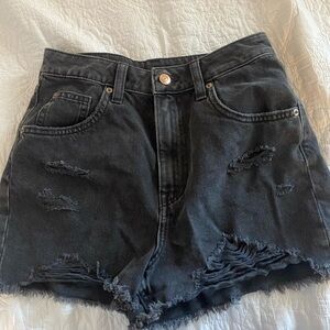 black jean shorts